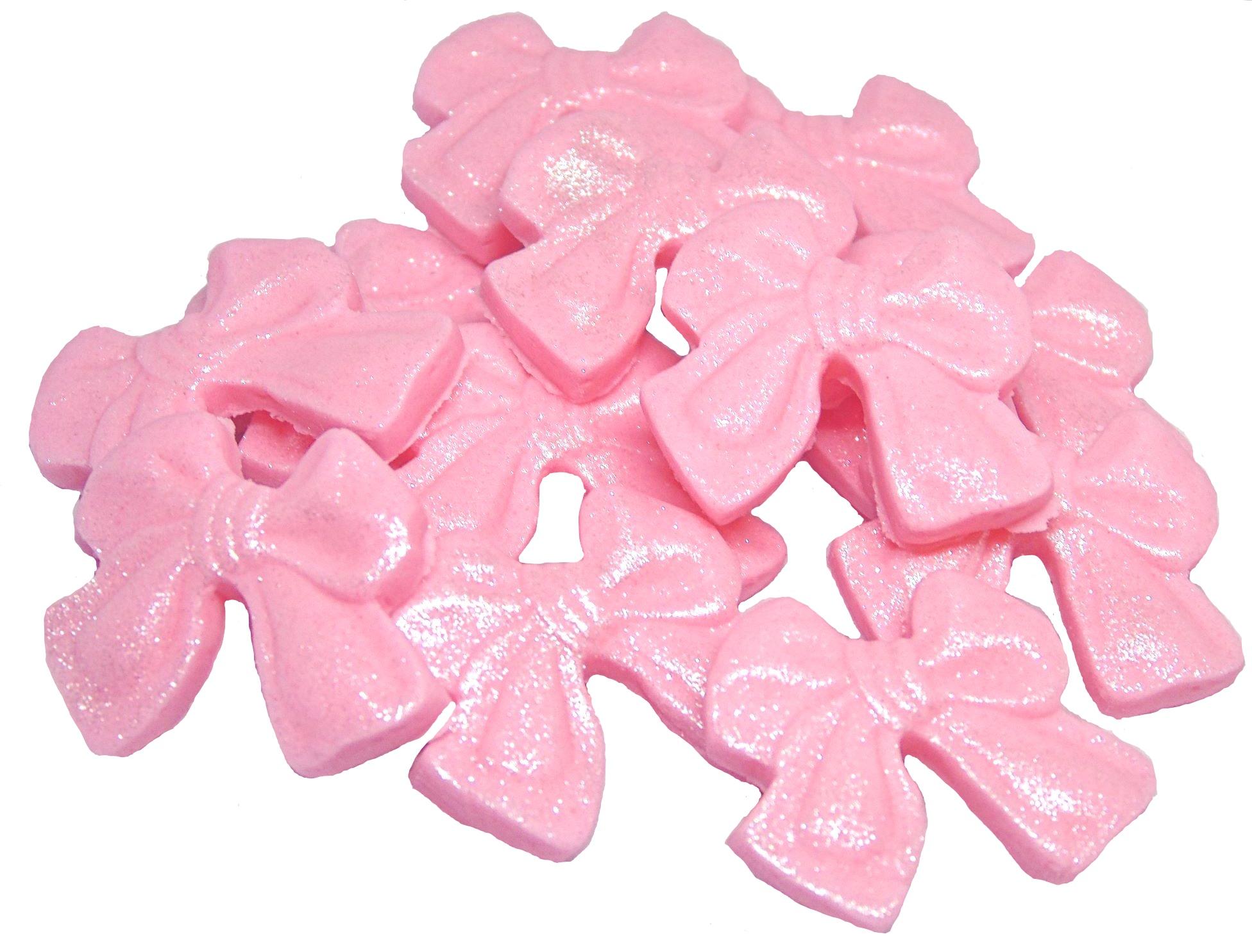 12 Edible Pink Vegan Glittered Bows - Vegan, Dairy & Gluten Free cupcake toppers