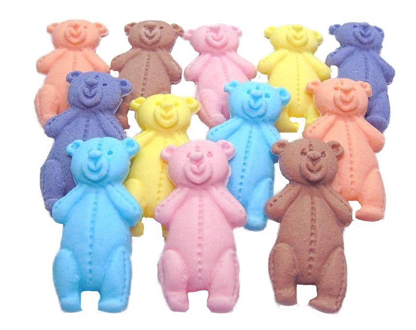 12 Vegan Mixed Coloured Little Teddys Cupcake Cake Decorations