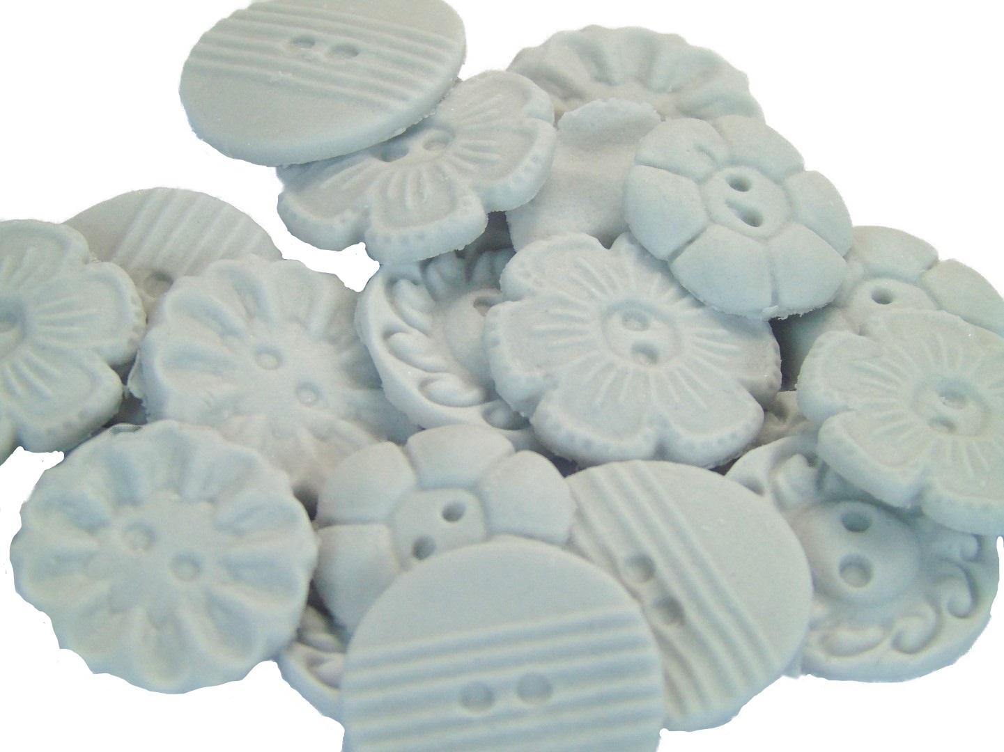 18 Edible Mixed Shaped Grey Coloured Buttons Vegan Cupcake Toppers
