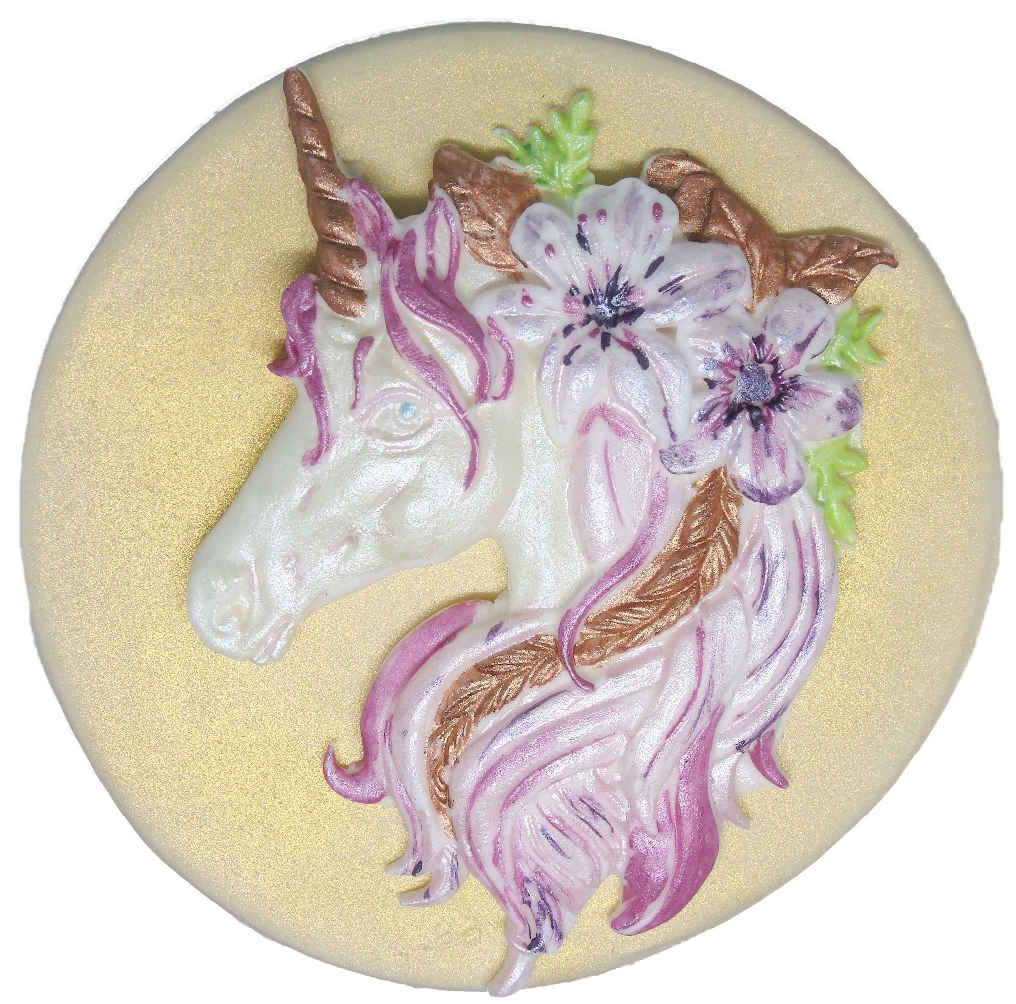 Large Unicorn 2 Piece Hand-Painted  Vegan Cake Decoration