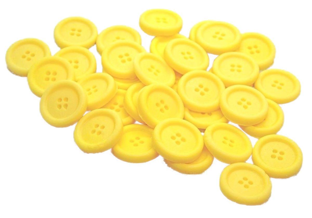 Pack 30 Yellow Buttons Vegan Cupcake Toppers Cake Decorations