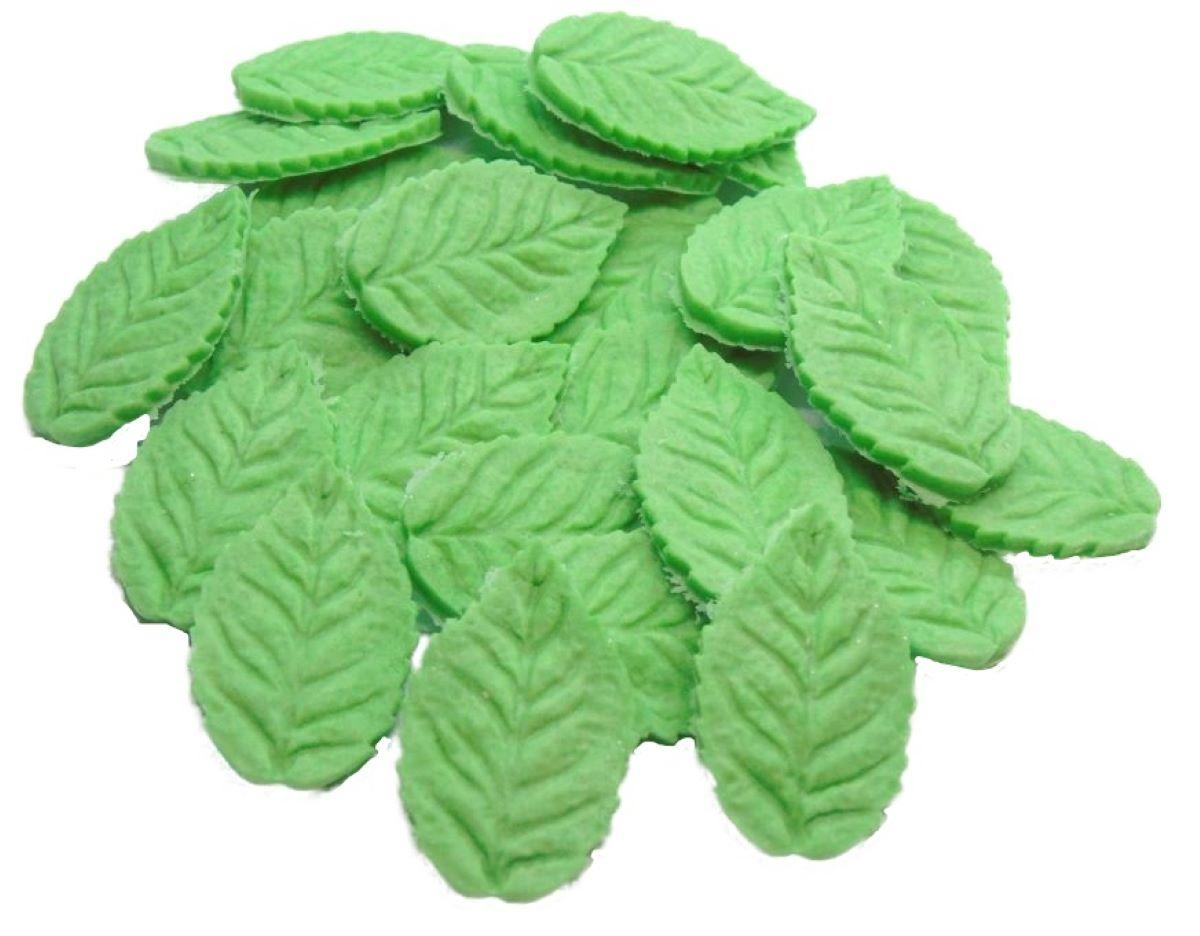 Pressed Green Leaves Vegan Cupcake and Cake Toppers - 24 leaves