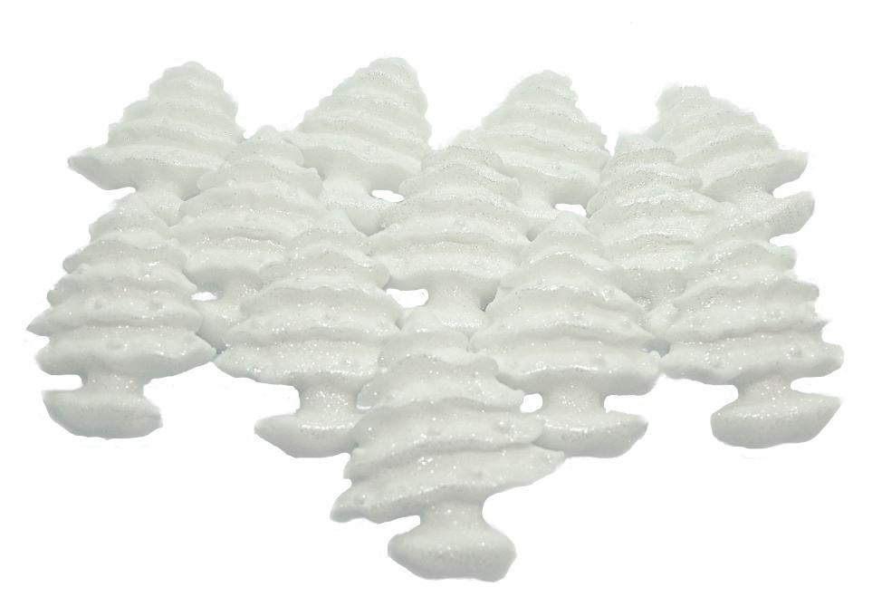 White Glittered Trees  Frozen Vegan Cupcake Cake Toppers