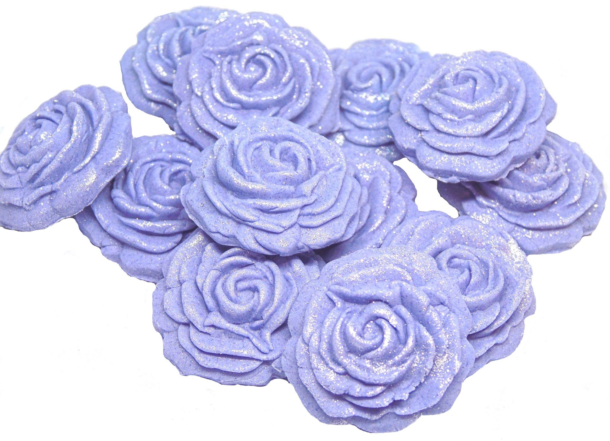 12  Purple Medium Glittered edible Coloured Roses