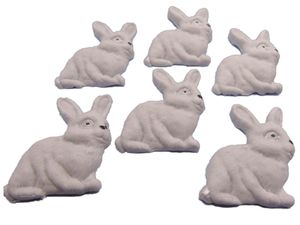 6 Edible Grey Rabbits ideal Baby Shower Easter Cupcake Toppers