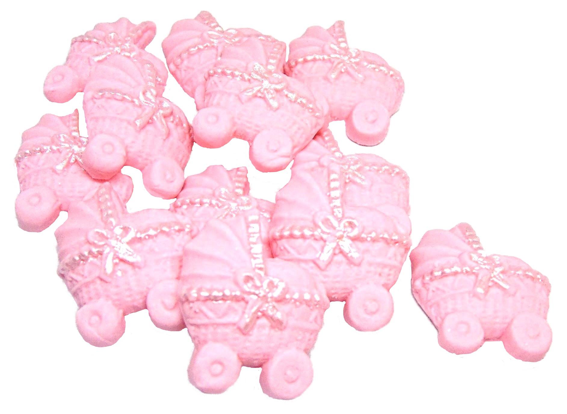 12 Pink Edible Prams Baby Shower Vegan, Dairy & Gluten Free cupcake toppers