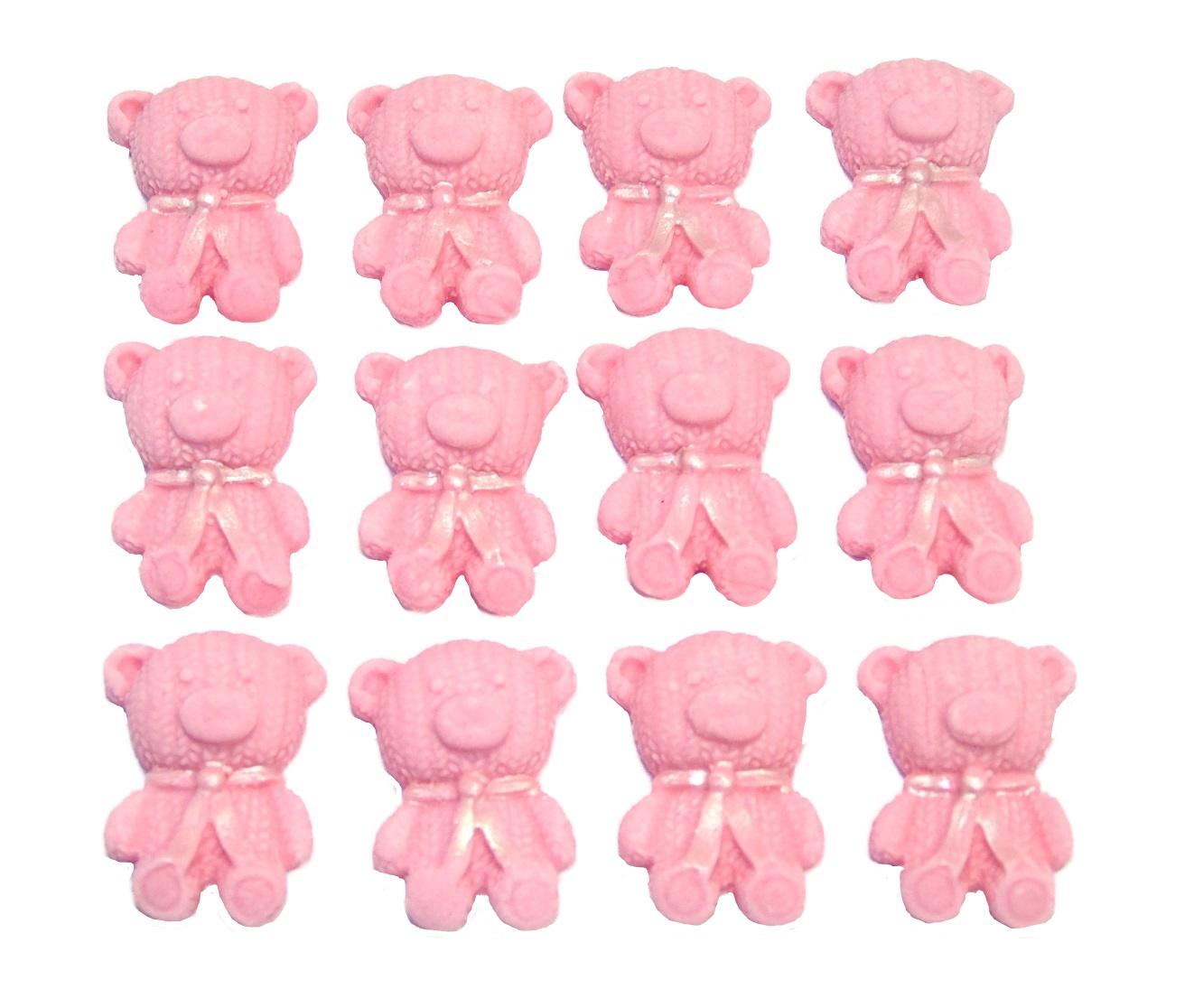 12 Cute Pink Vegan Teddies edible Cupcake Toppers