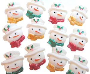 12 Edible Christmas Snowmen Faces Cupcake Cake Toppers