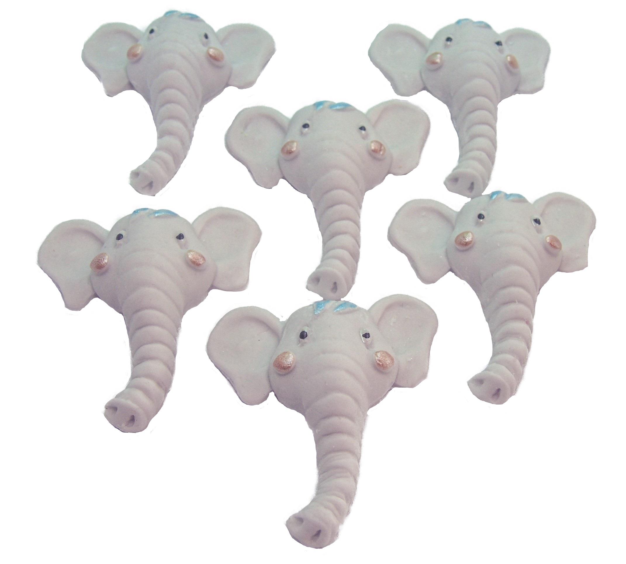 12 Blue Hair  Elephants Faces Birthday or Baby Shower Cupcake Toppers