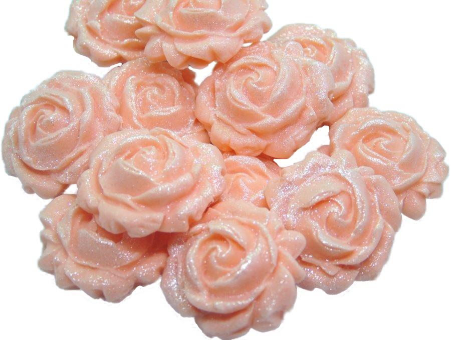 12 Glittered Peach Roses Vegan Birthday Cupcake Toppers
