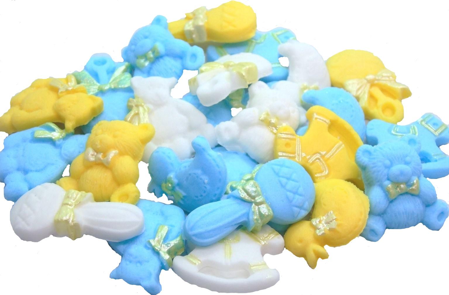 24 Vegan Blue Mix Assorted Items Baby Shower Cupcake Cake Decorations