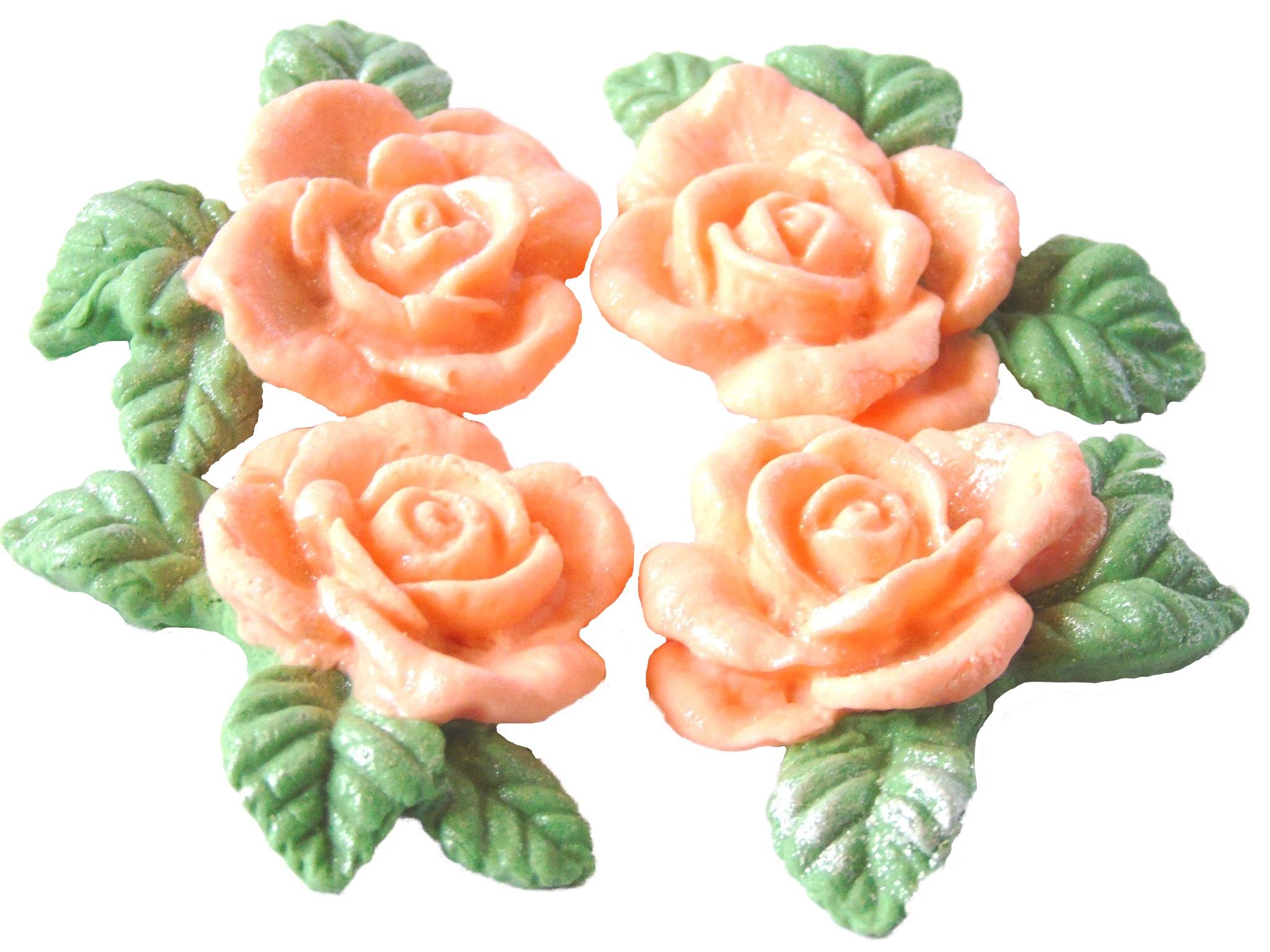 4 Vegan Peach Glittered Rose Garland Wedding Cake Decorations