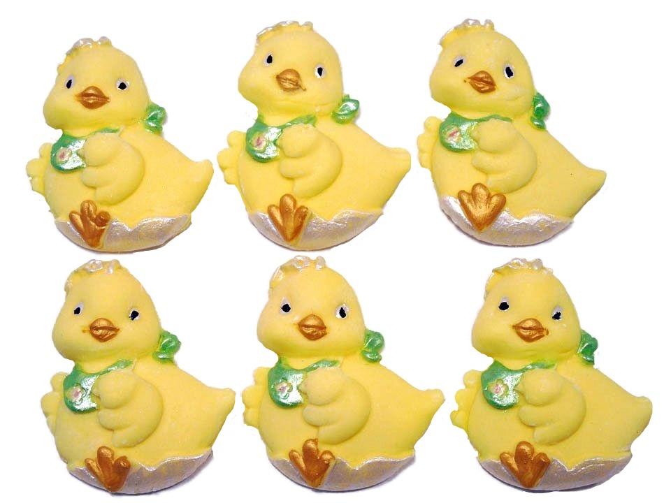6 Cute Little Chicks Bib Baby Shower Vegan Cupcake Toppers