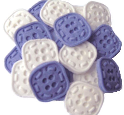 Purple White Vegan Cupcake & Cake Toppers 18 Square Shaped Buttons