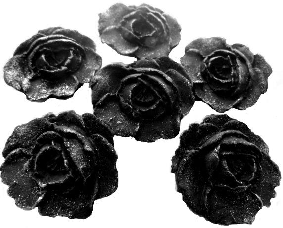6 Large Black Glittered Roses Wedding Birthday Vegan Cupcake Cake Toppers