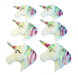 6 Bright Unicorn Faces Baby Shower Birthday Vegan Cupcake Toppers