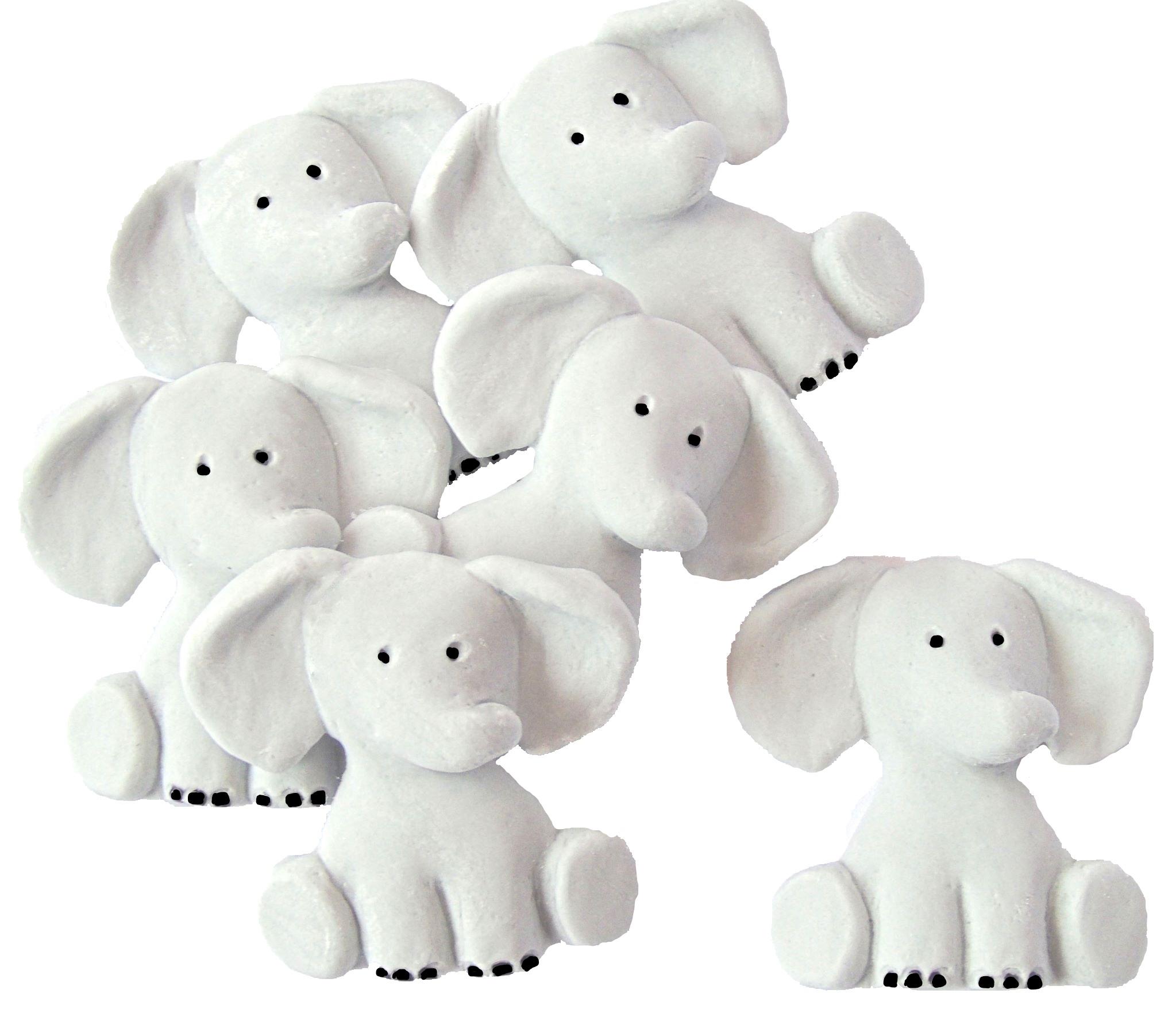 Grey Baby Shower Christening Vegan Cake Decorations 6 Baby Elephants