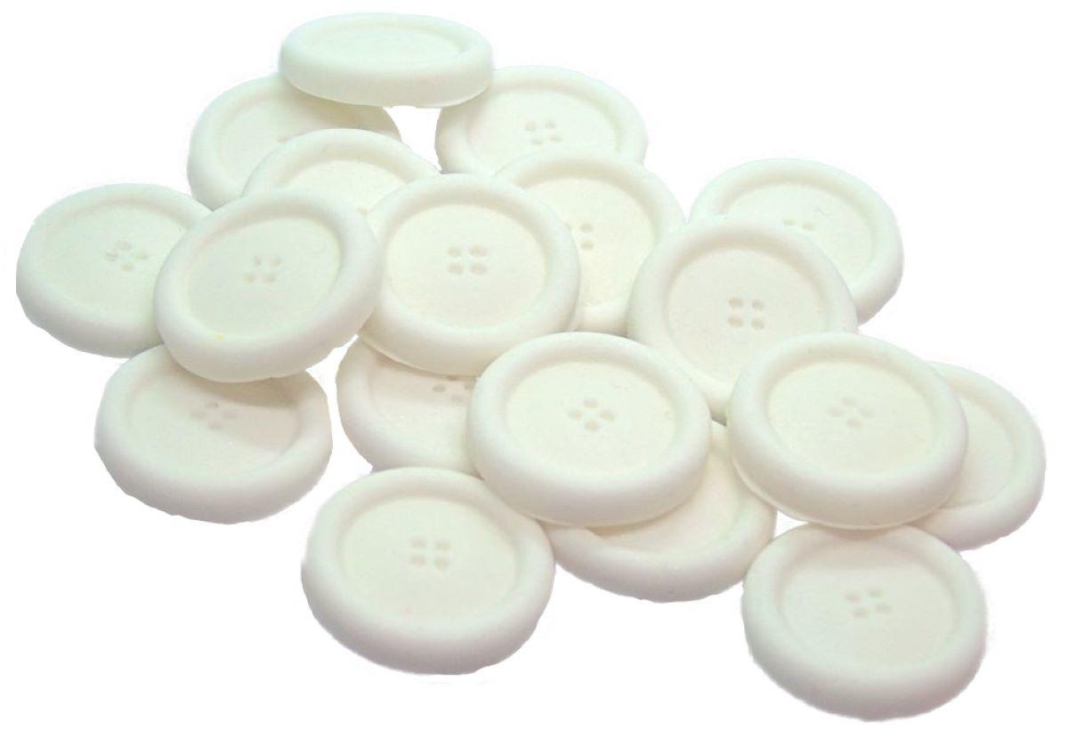 Pack 18 White Round Vegan Buttons Cupcake Toppers Cake Decorations