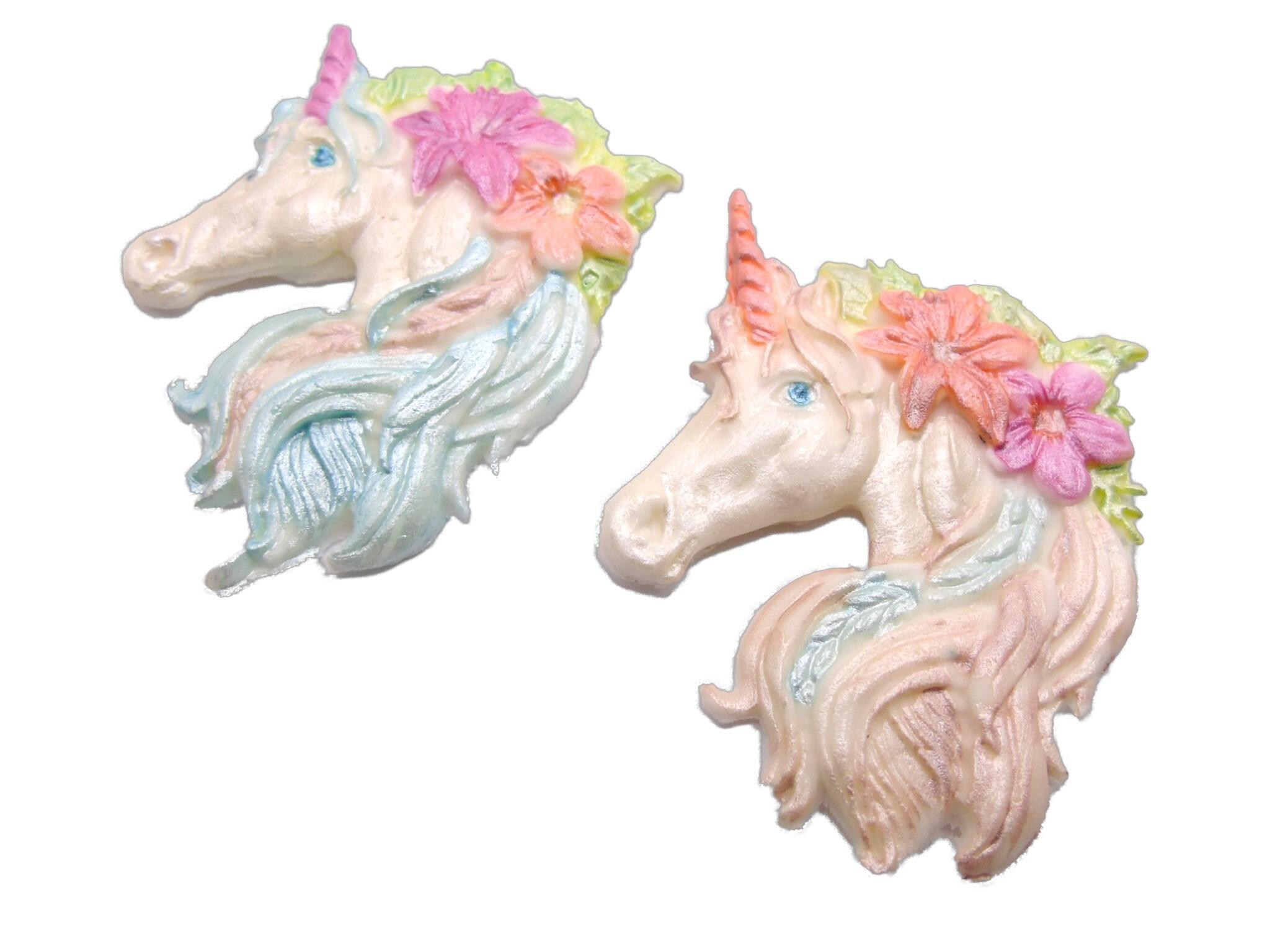 Set of 2 Unicorns Hand-Painted Vegan Cupcake Decoration