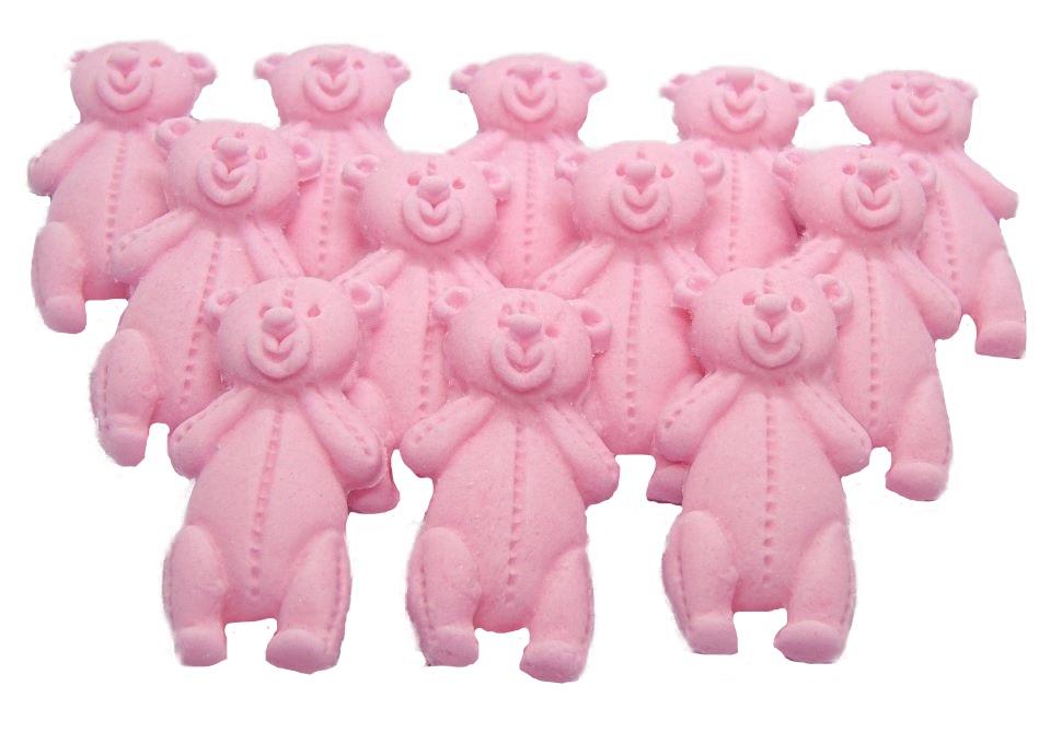 12 Edible Pink Little Teddys Baby shower Cupcake Cake Toppers