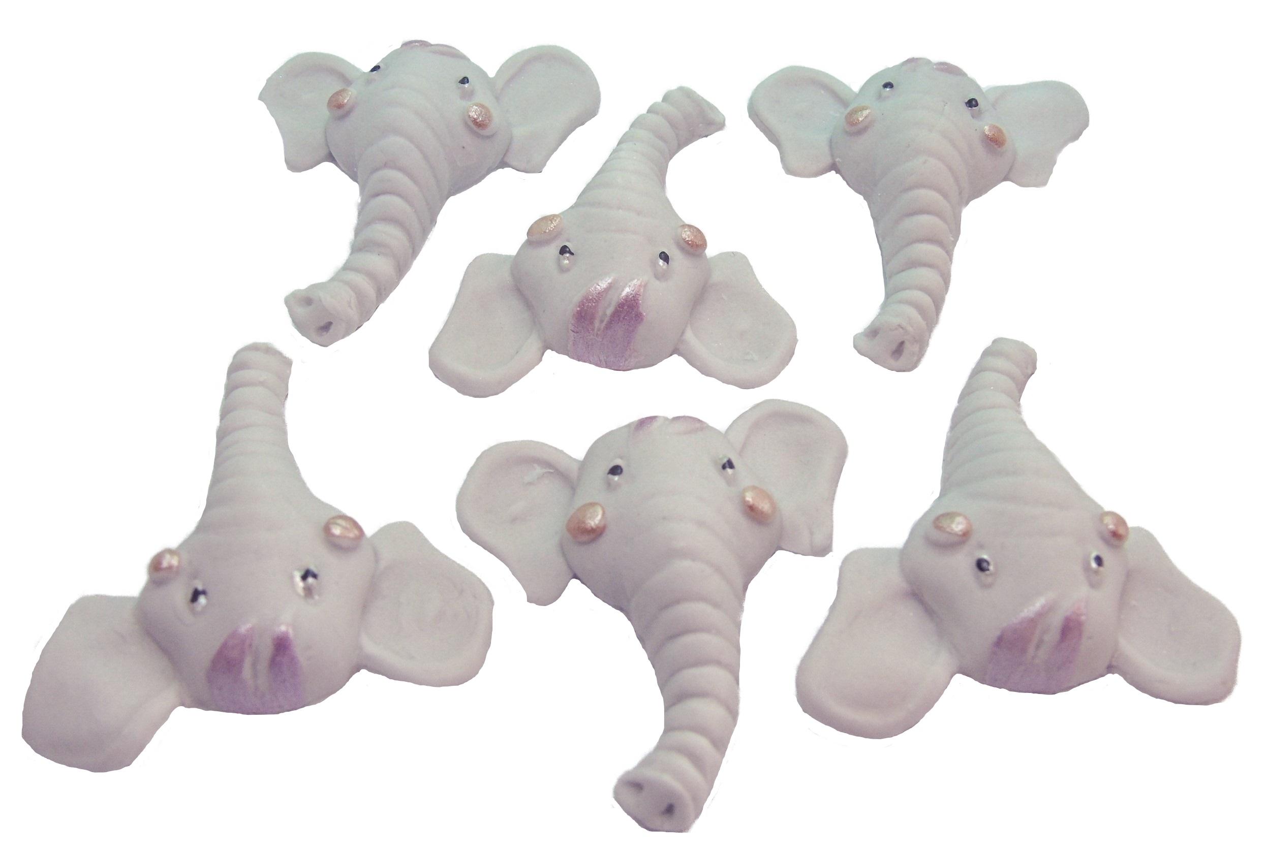 12 Pink Hair Elephants Faces Birthday or Baby Shower Cupcake Toppers
