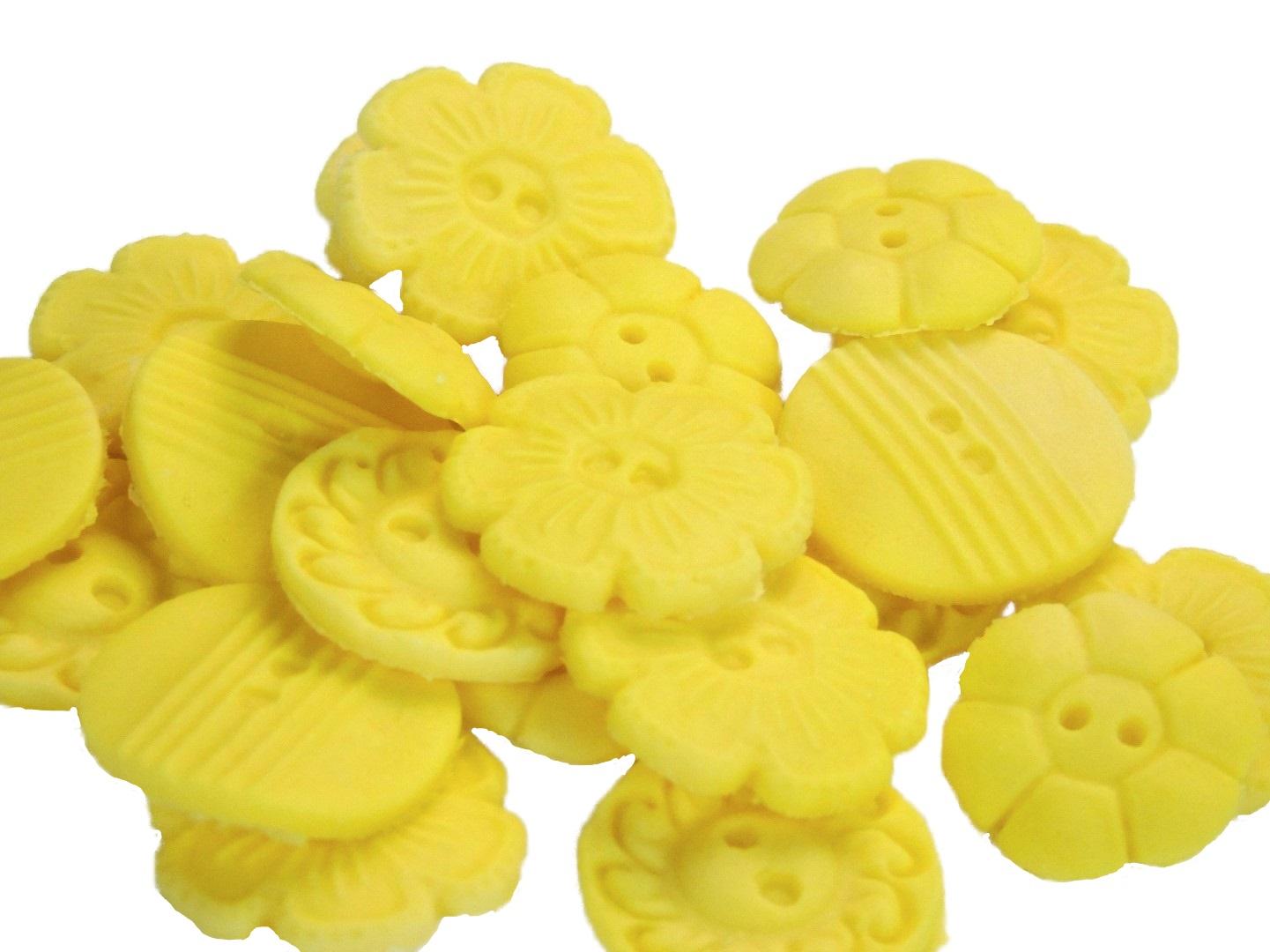 18 Edible Mixed Shaped Yellow Coloured Buttons Vegan Cupcake Toppers