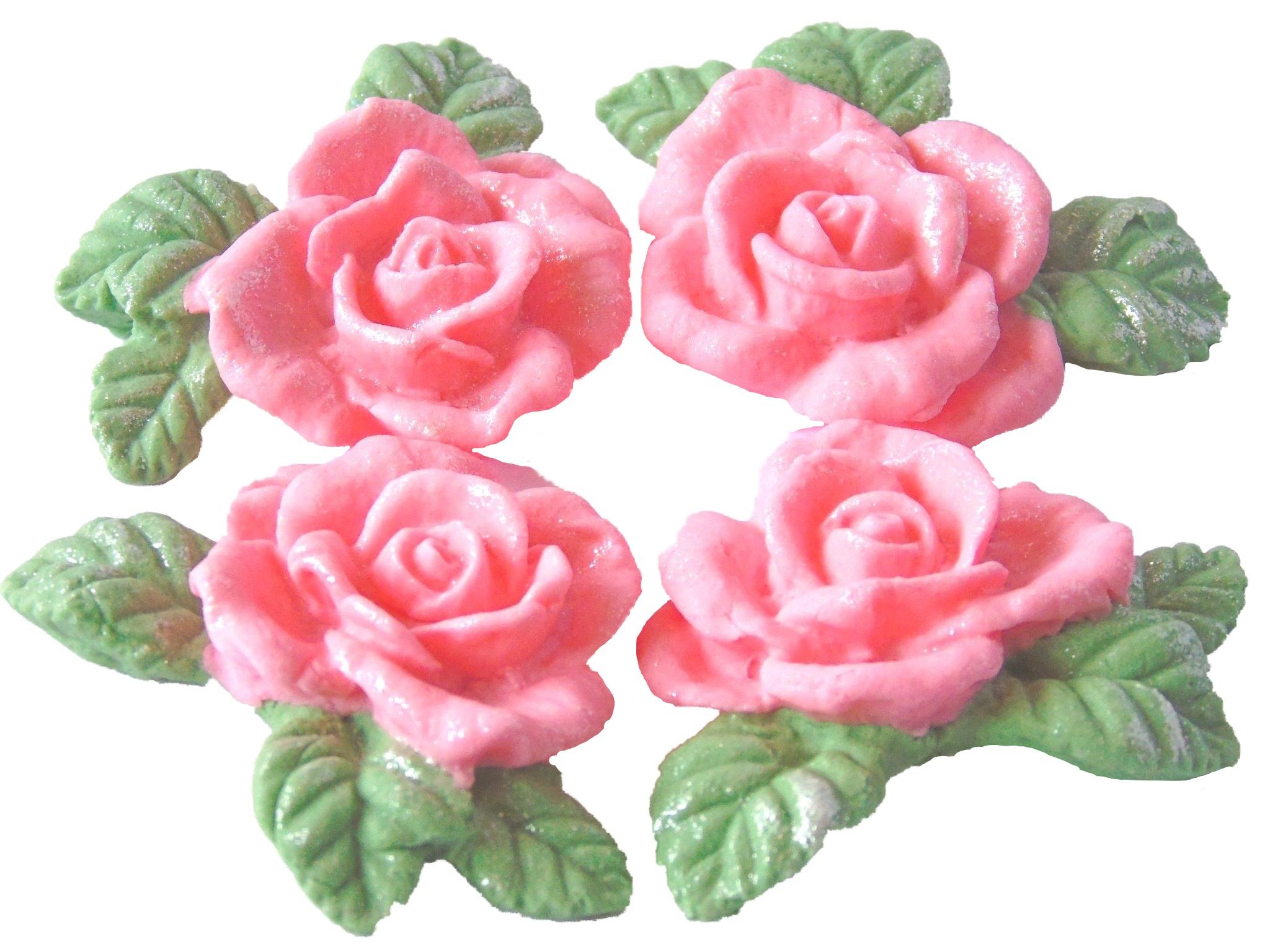 4 Vegan Glittered Pink Rose Garland Wedding Cake Decorations
