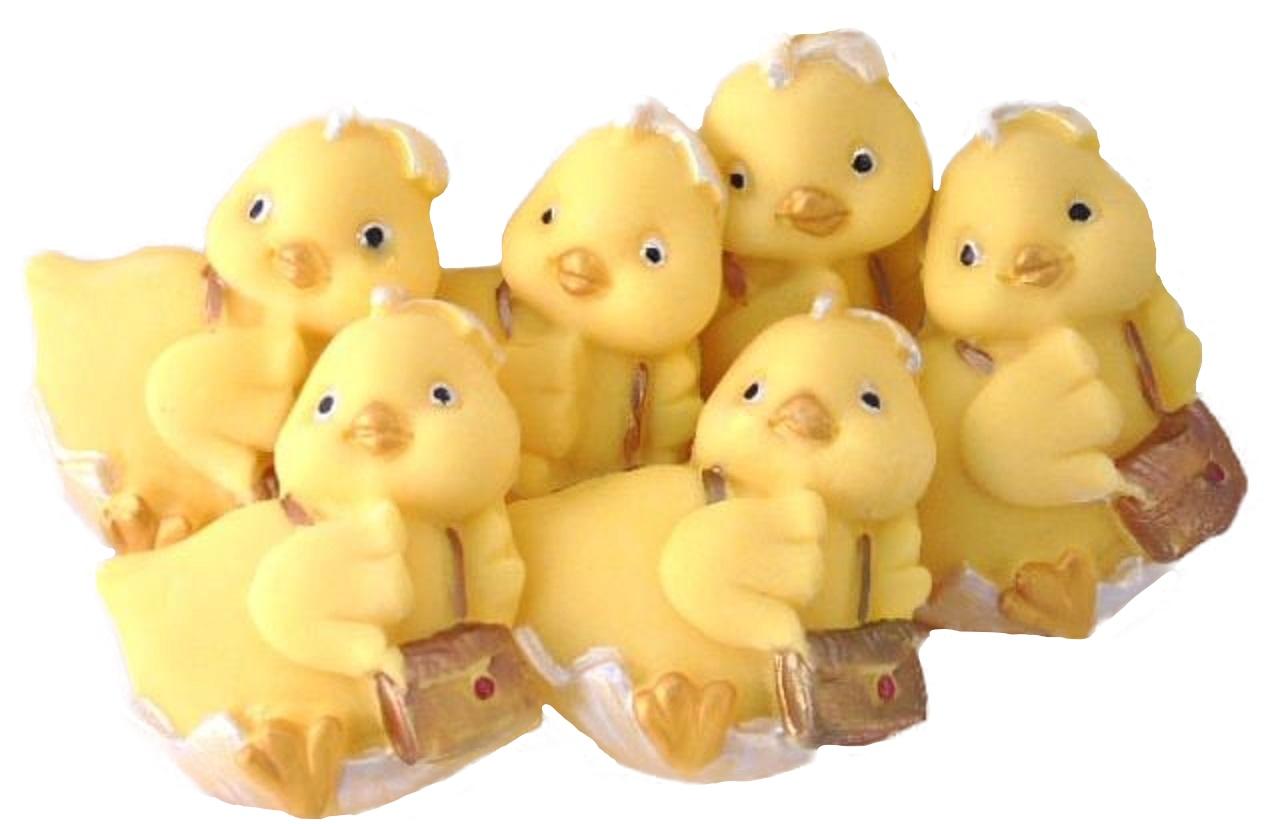 6 Cute Little Chicks Satchel Baby Shower Vegan Cupcake Toppers