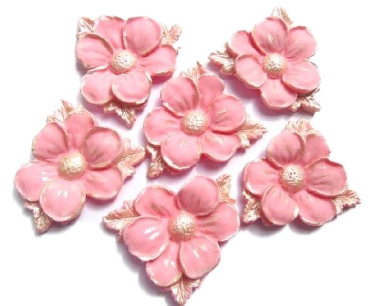 6 Handmade Pink Wedding Flowers Vegan Cake Decorations