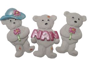 grey Vegan Teddy's Nan Birthday Cupcake Toppers Cake Decorations