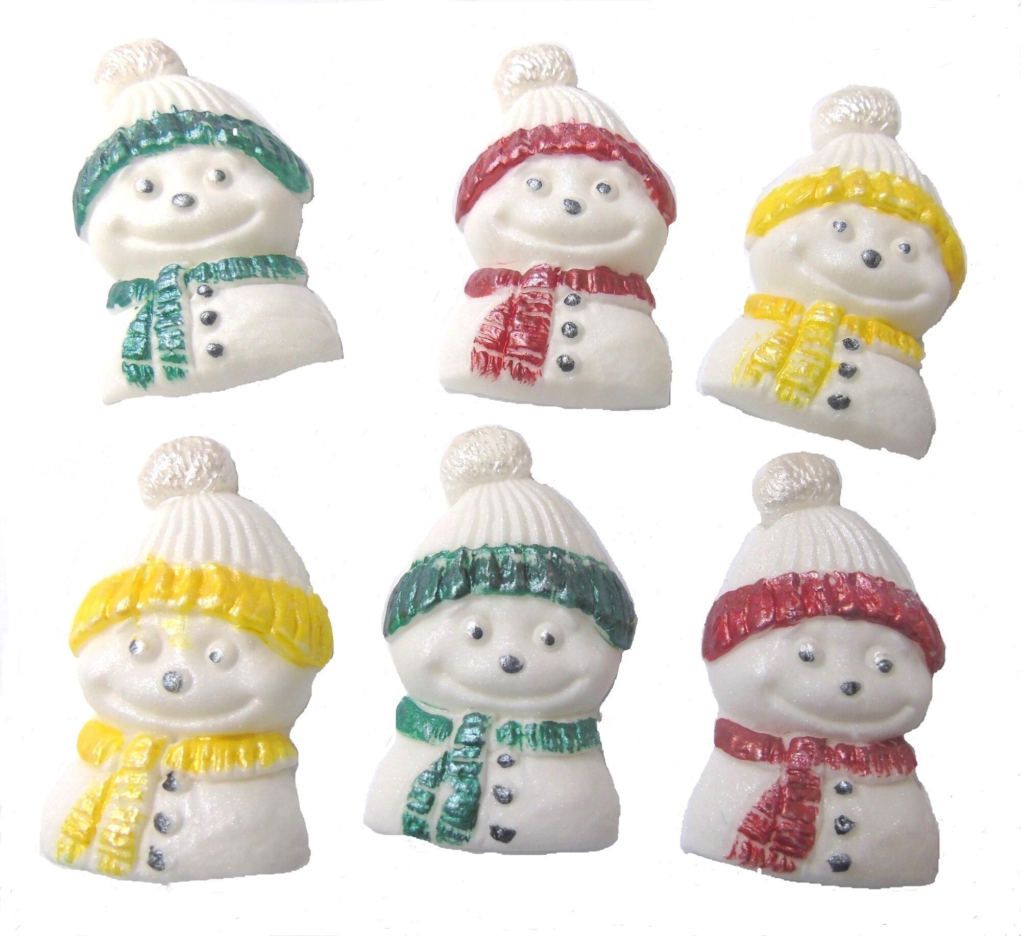 set happy snowmen edible vegan Christmas cake decorations
