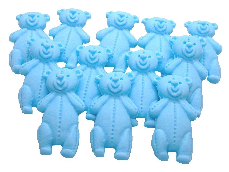 12 Edible Blue Little Teddys Baby shower Cupcake Cake Toppers