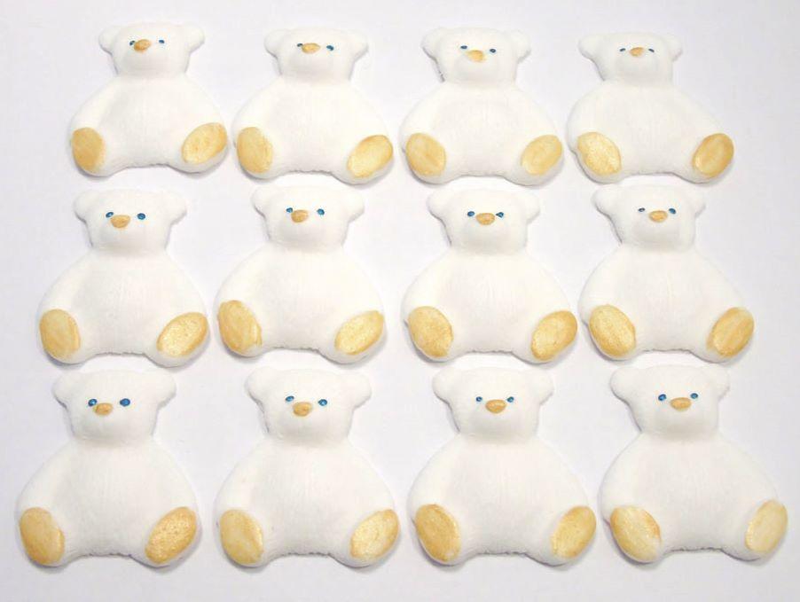 12 Edible White Teddies Cupcake Toppers Cake Decorations