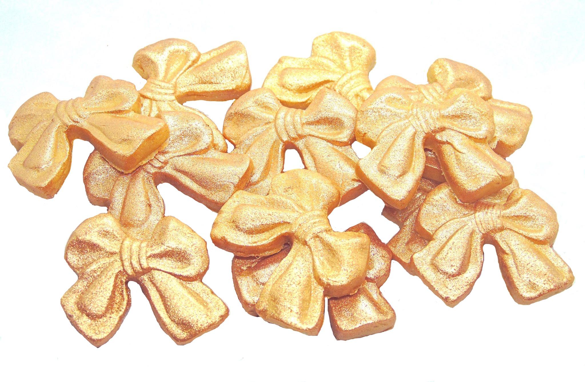 12 Edible Gold Vegan Glittered Bows - Vegan, Dairy & Gluten Free cupcake toppers