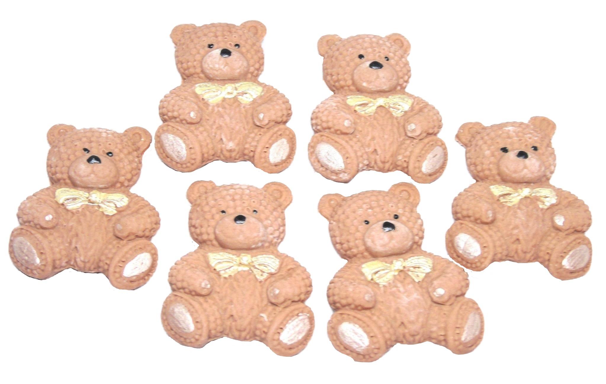 6 Brown Baby Teddys Baby Shower Vegan Cupcake Cake Toppers