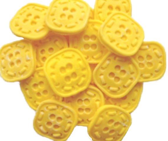 Yellow Vegan Cupcake & Cake Toppers 18 Square Shaped Buttons