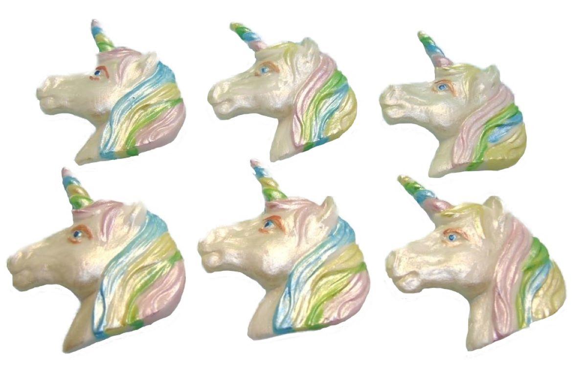 6 Pastel Unicorn Faces Baby Shower Birthday Vegan Cupcake Toppers