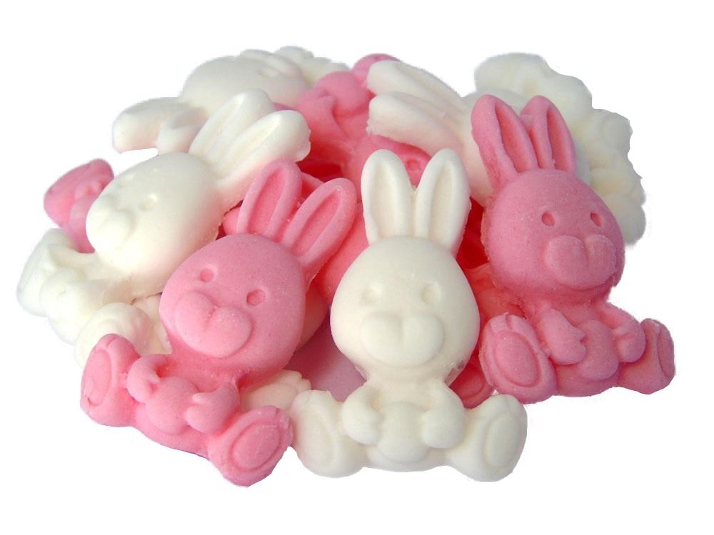 12 Cute Pink & White Vegan Baby Rabbits Cake Decorations edible  Cupcake Toppers
