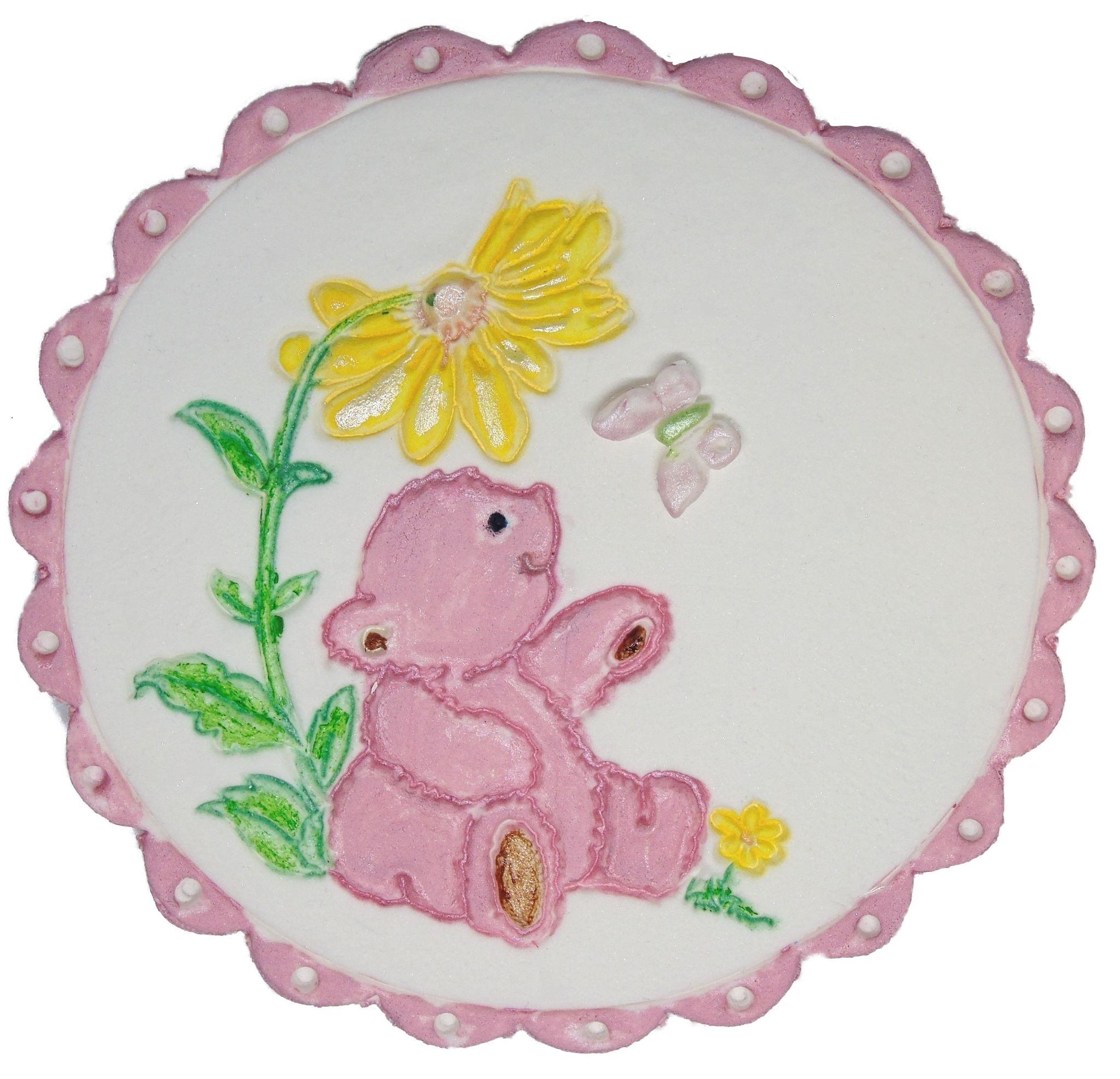 Lovely Hand Painted  Pink Teddy Vegan Cake Topper Decoration