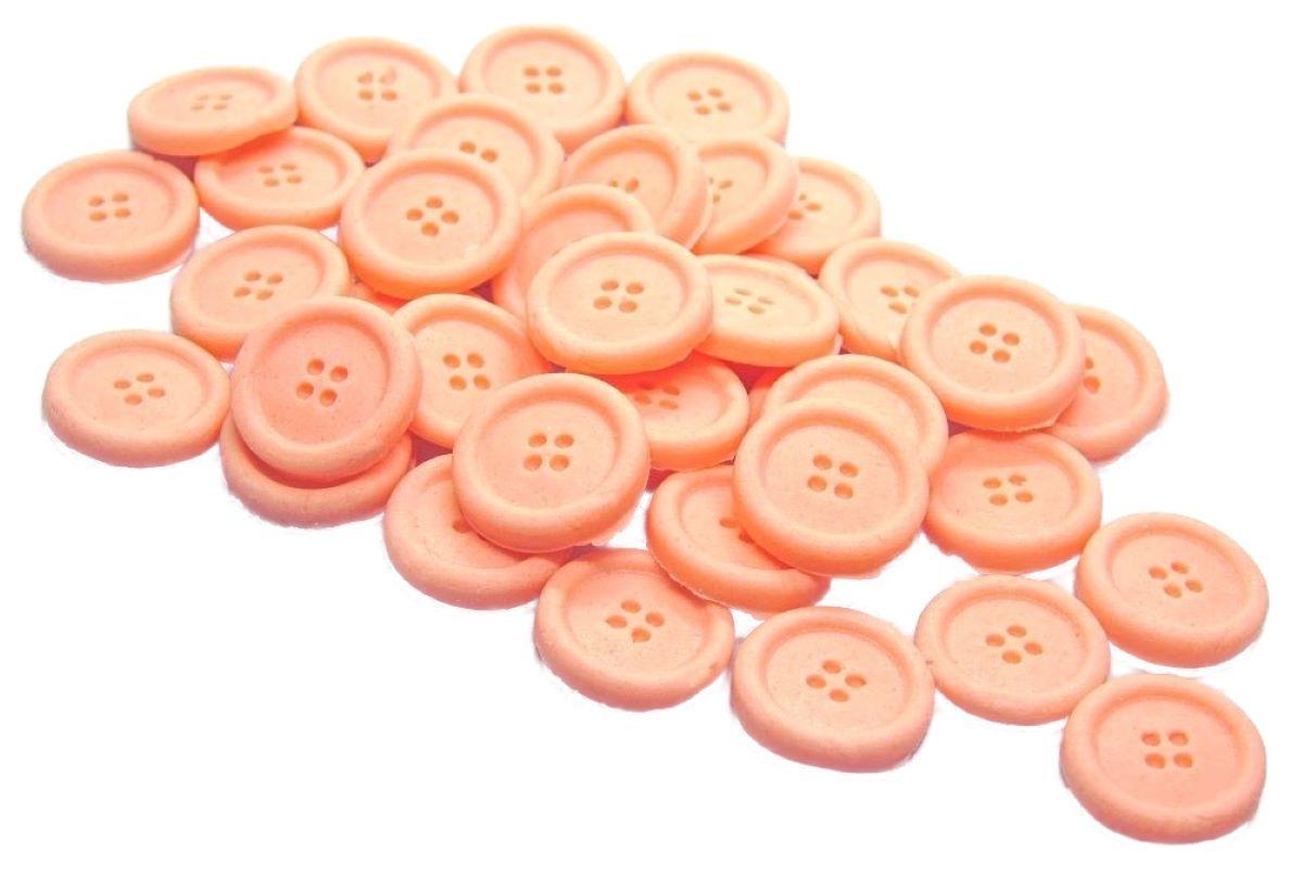 Pack 30 Peach Buttons Vegan Cupcake Toppers Cake Decorations