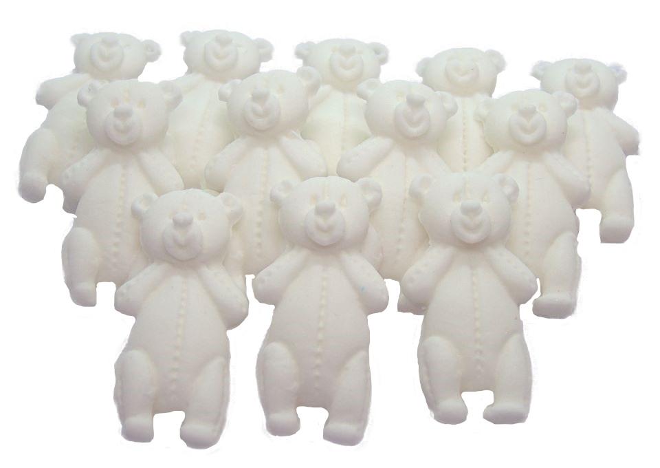 12 Edible White Little Teddys Baby shower Cupcake Cake Toppers