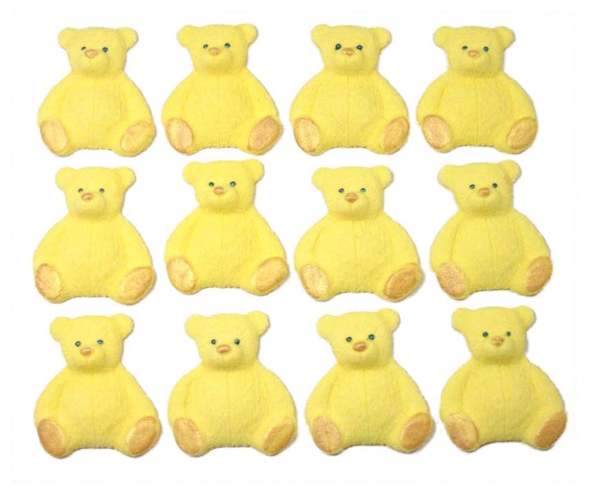 12 Edible Yellow Teddies Cupcake Toppers Cake Decorations