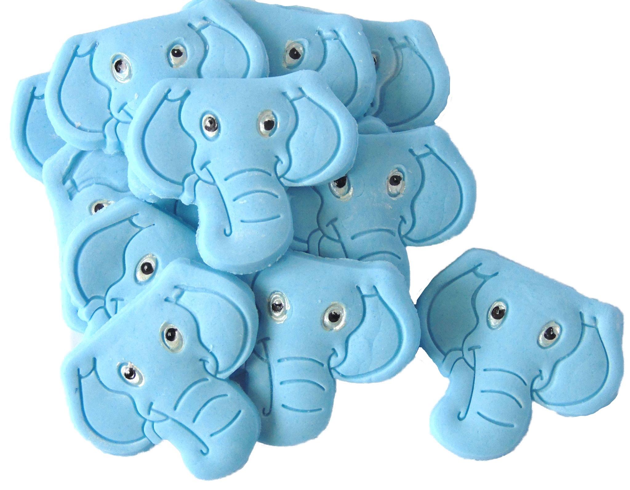 12 Blue Elephants Vegan Birthday Baby Shower Cupcake Toppers