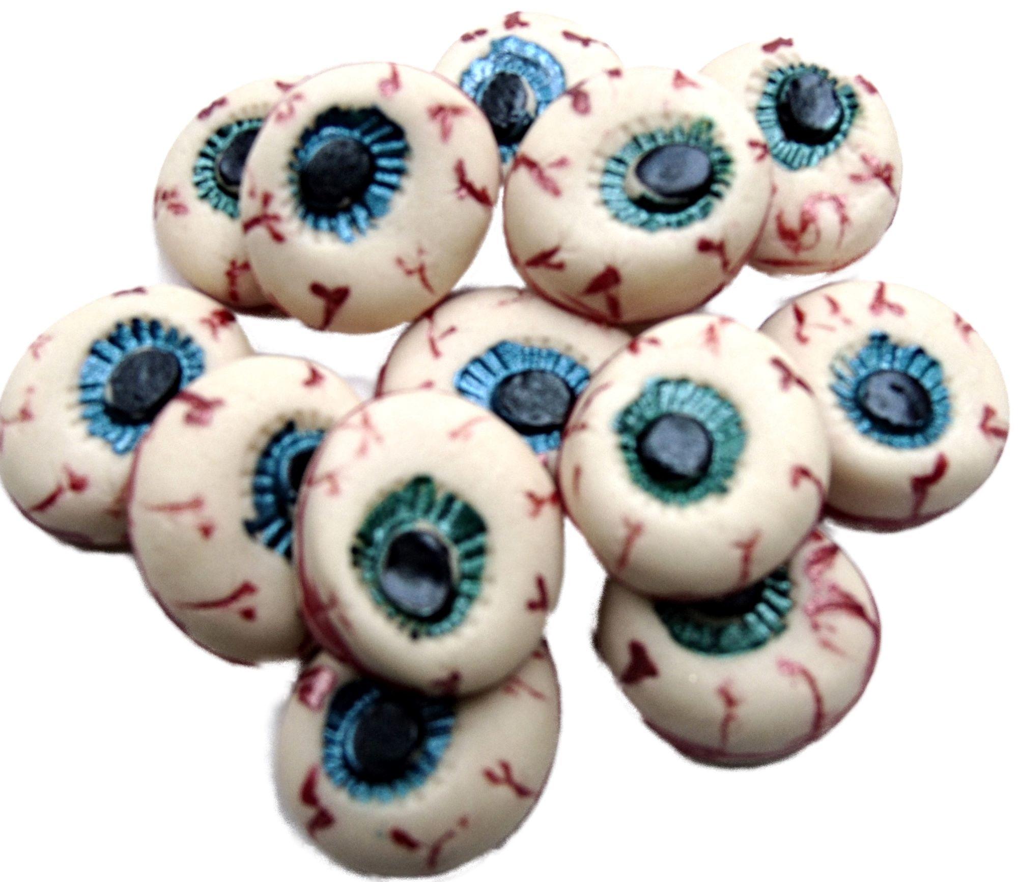 Set 12 edible Halloween eyeballs cupcake topper decorations