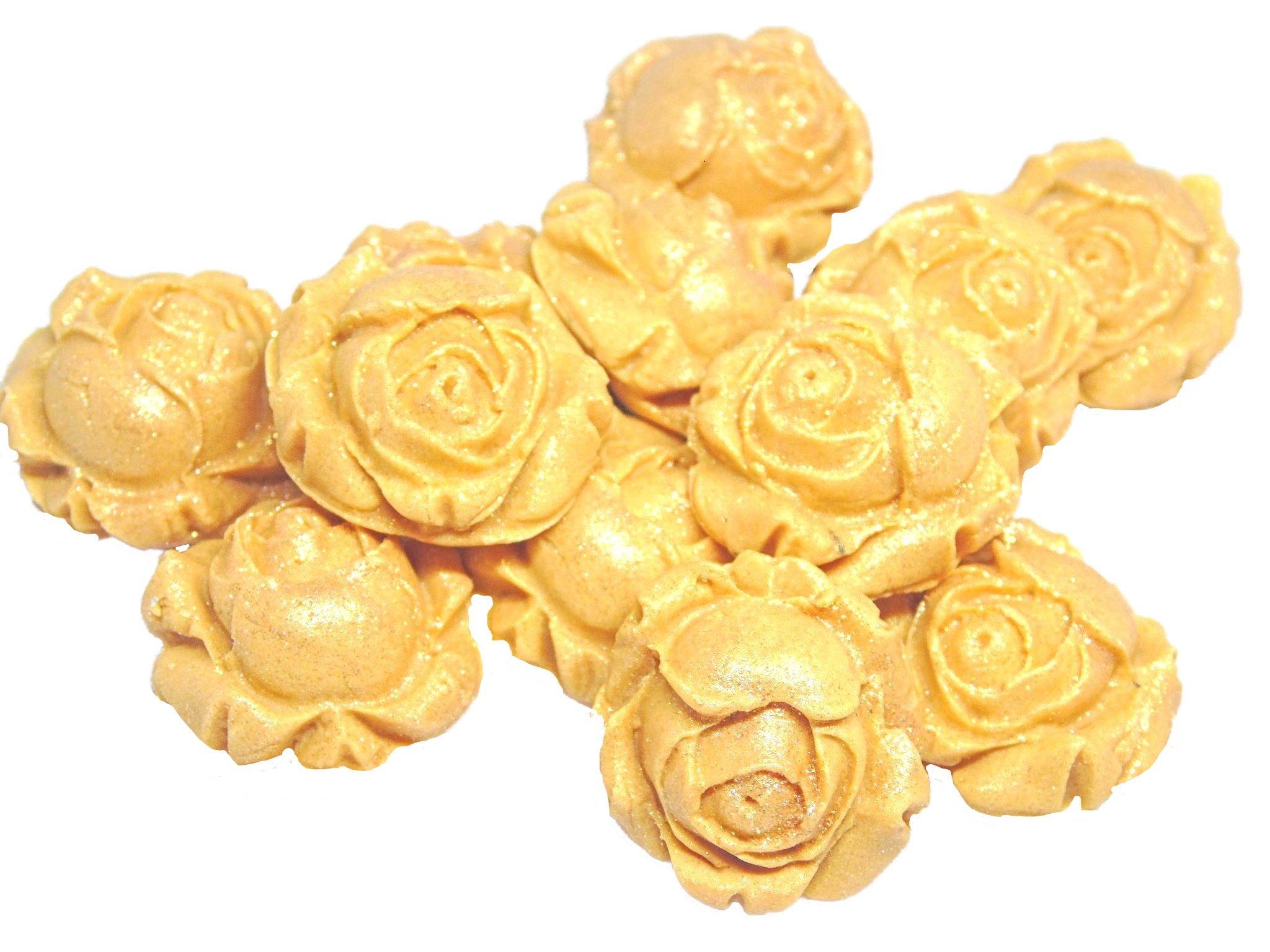 12 Glittered Yellow Rose Buds Edible Vegan Cupcake Cake Toppers