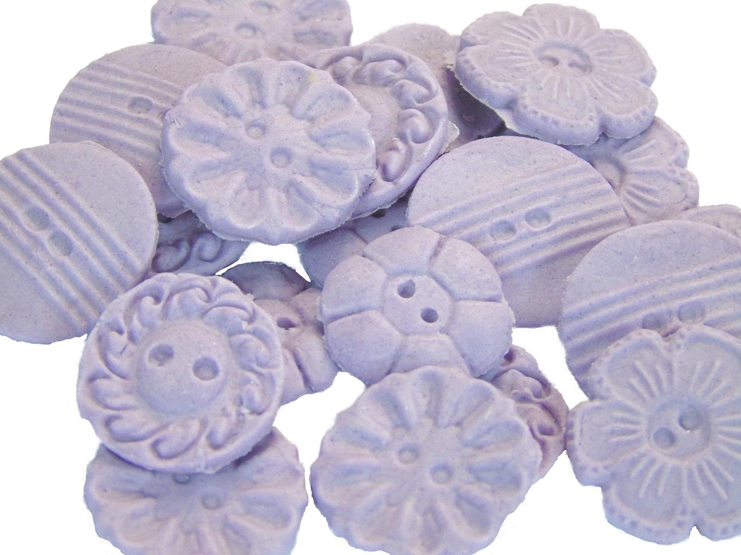 18 Edible Mixed Shaped Purple Coloured Buttons Vegan Cupcake Toppers