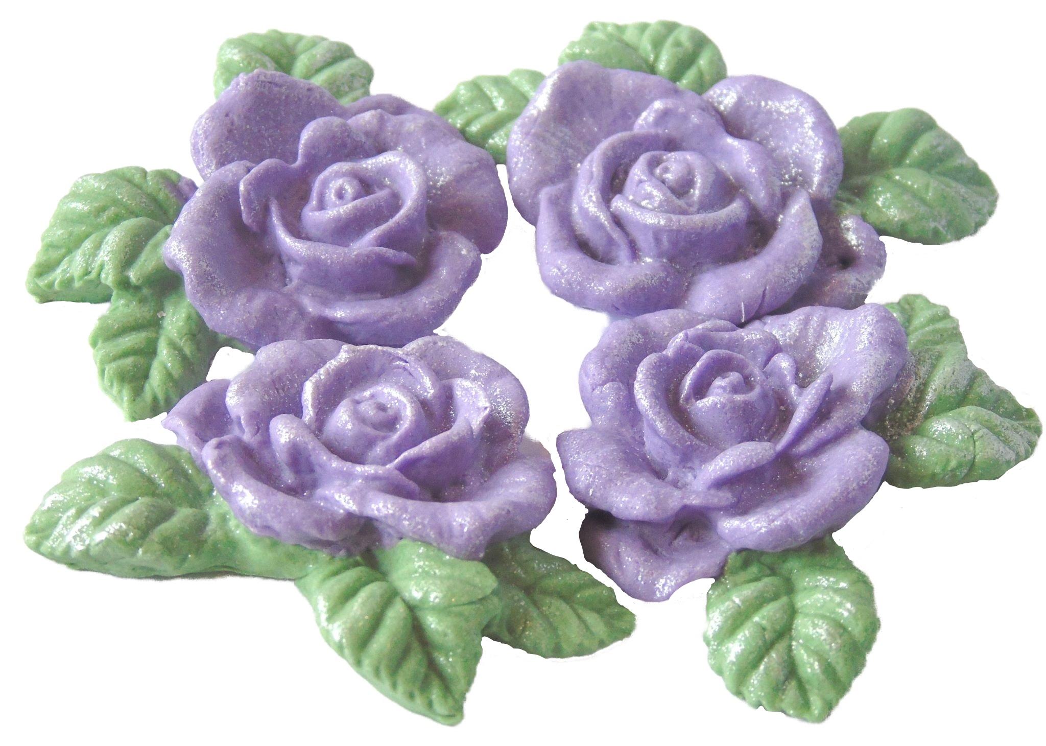 4 Vegan Glittered Purple  Rose Garland Wedding Cake Decorations