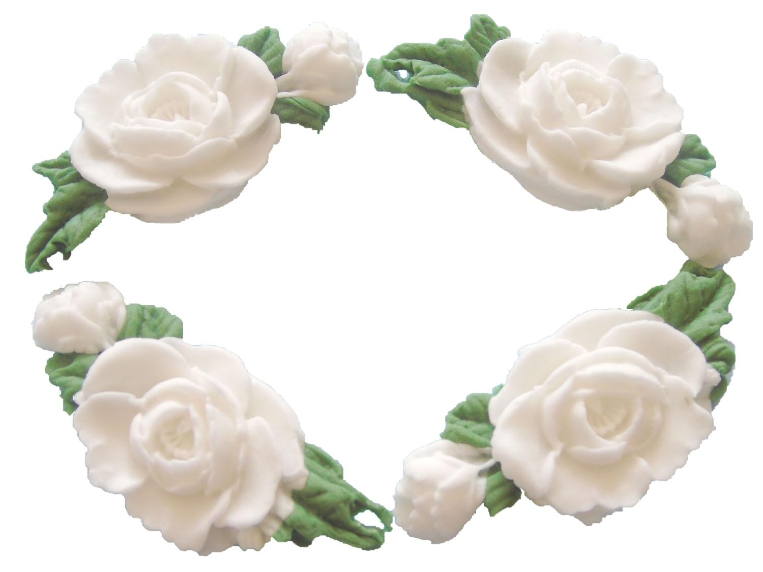 4 Edible White Rose Garland Wedding Birthday Vegan Cake Decorations