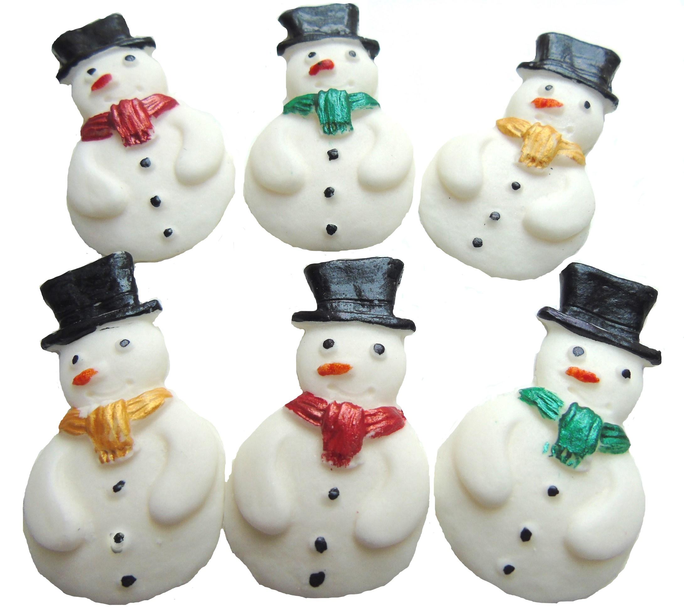 Set 6 Edible Snowmen Christmas Vegan Cupcake Cake Toppers