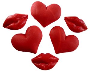 Large Red Valentines Hearts & Kisses Vegan Cupcake Toppers
